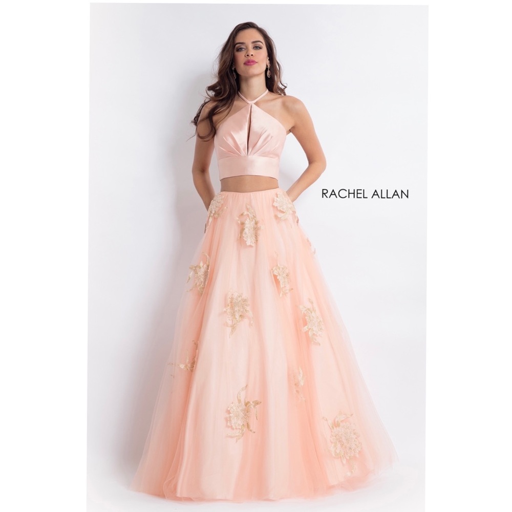 6214 Rachel Allan blush formal dress